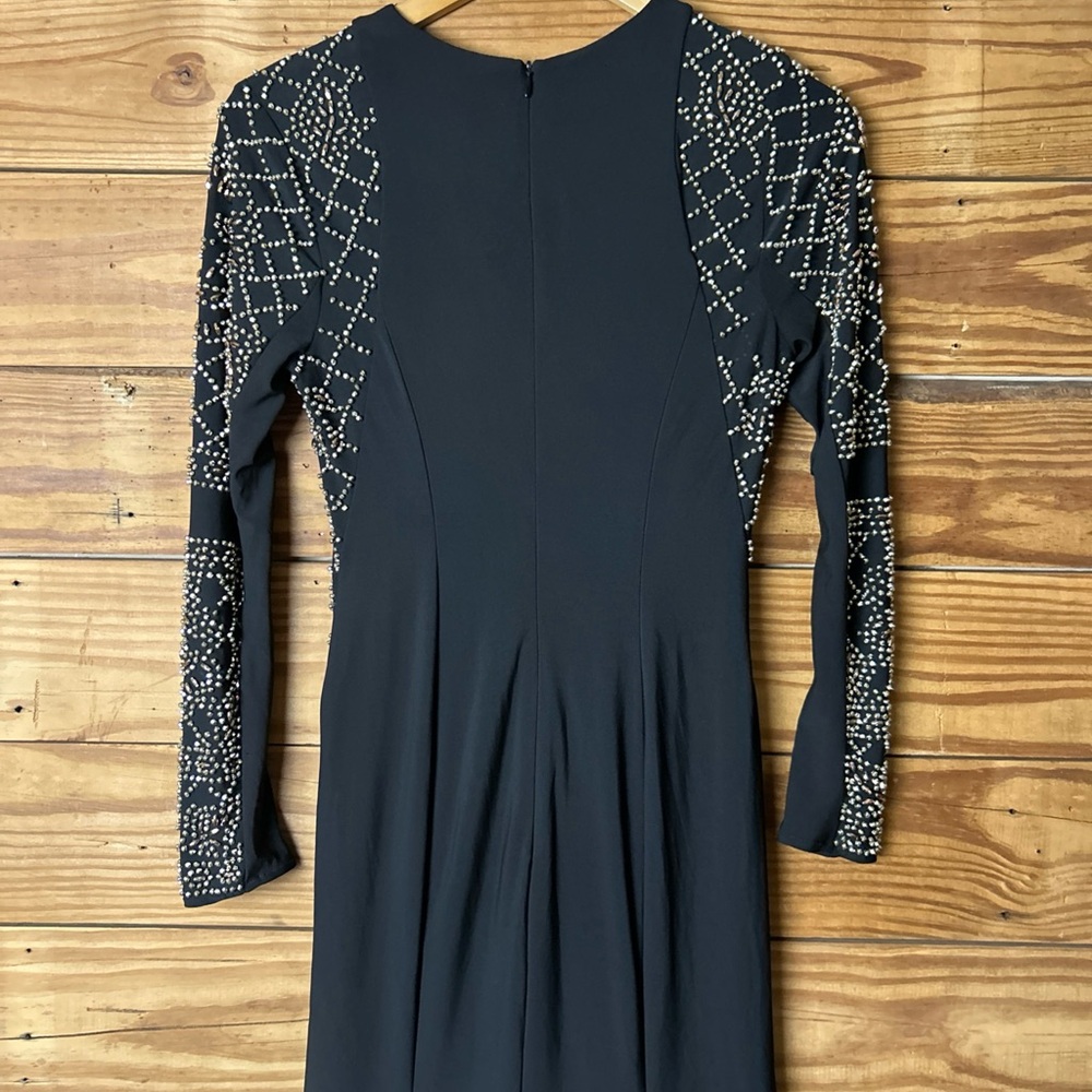 Xscape Black Long Sleeve Beaded Evening Dress - Picture 4 of 11